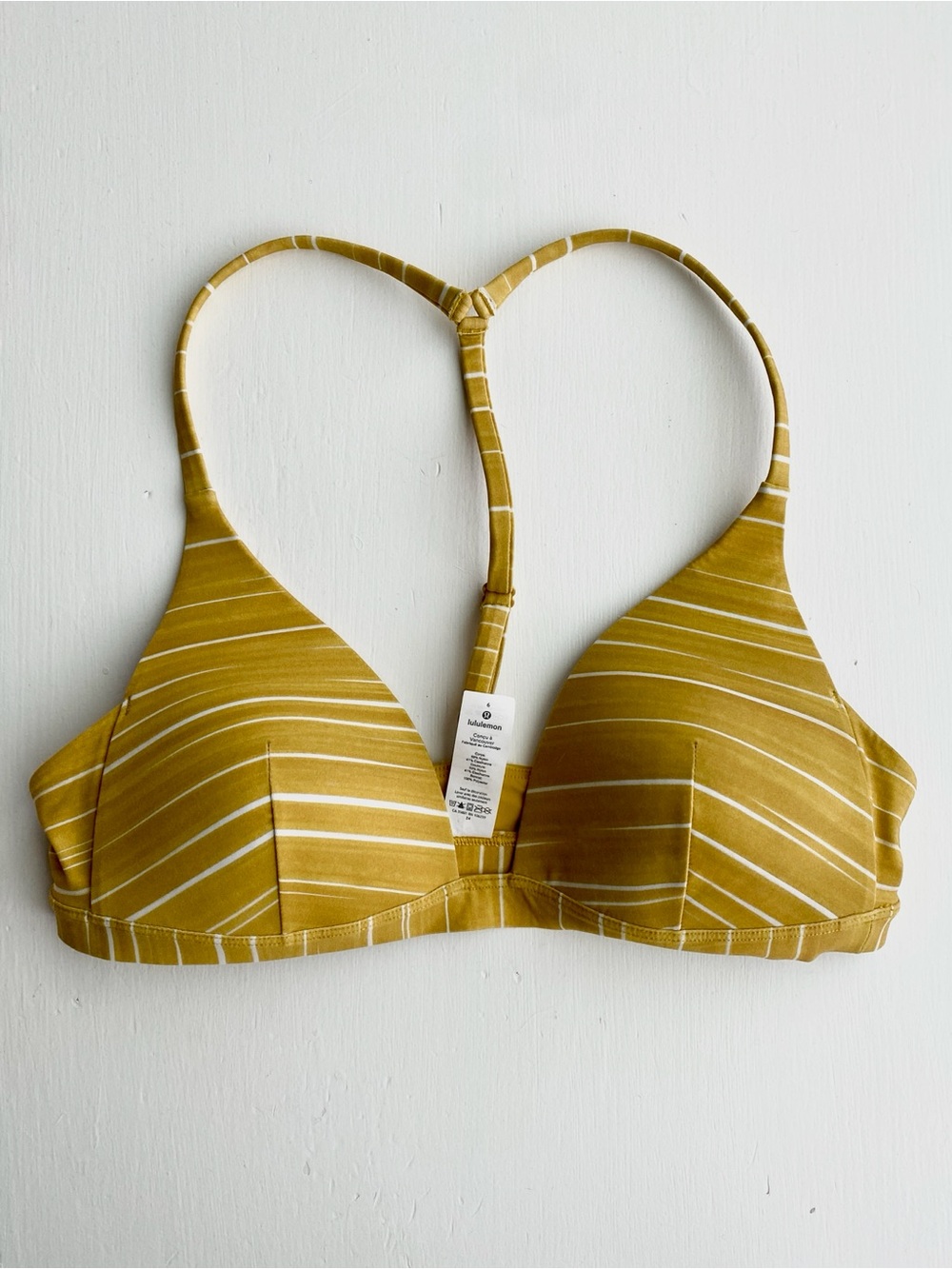 *LIKE NEW* Lululemon Deep Sea Swim Top Striped Honeycomb Yellow